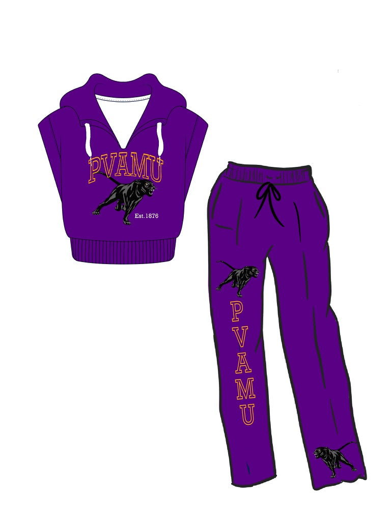 Prairie View A&M Crop Sleeveless Hoodie
