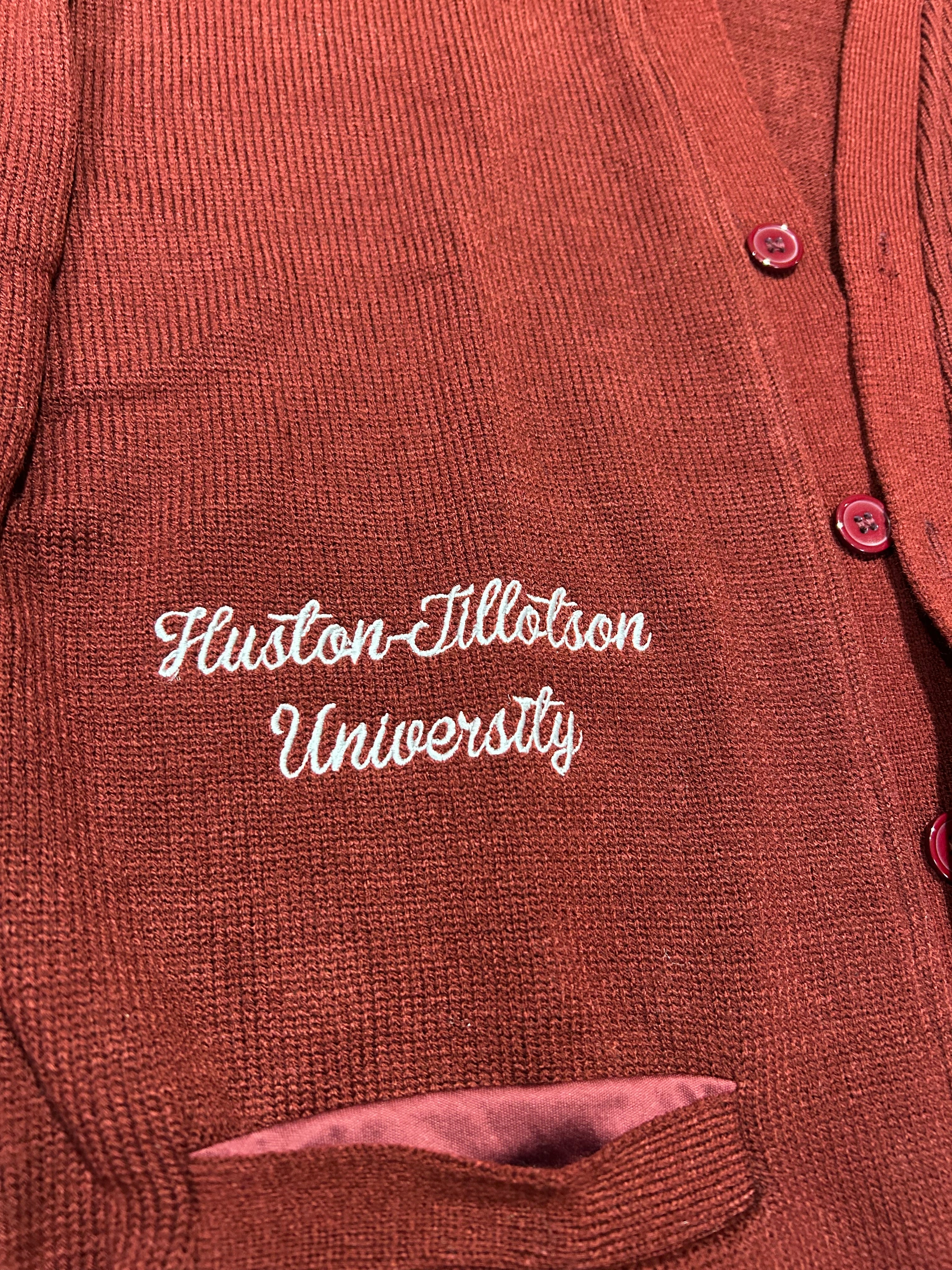Huston-Tillotson University HBCU HT Rams Maroon Varsity Cardigan Sweater 4