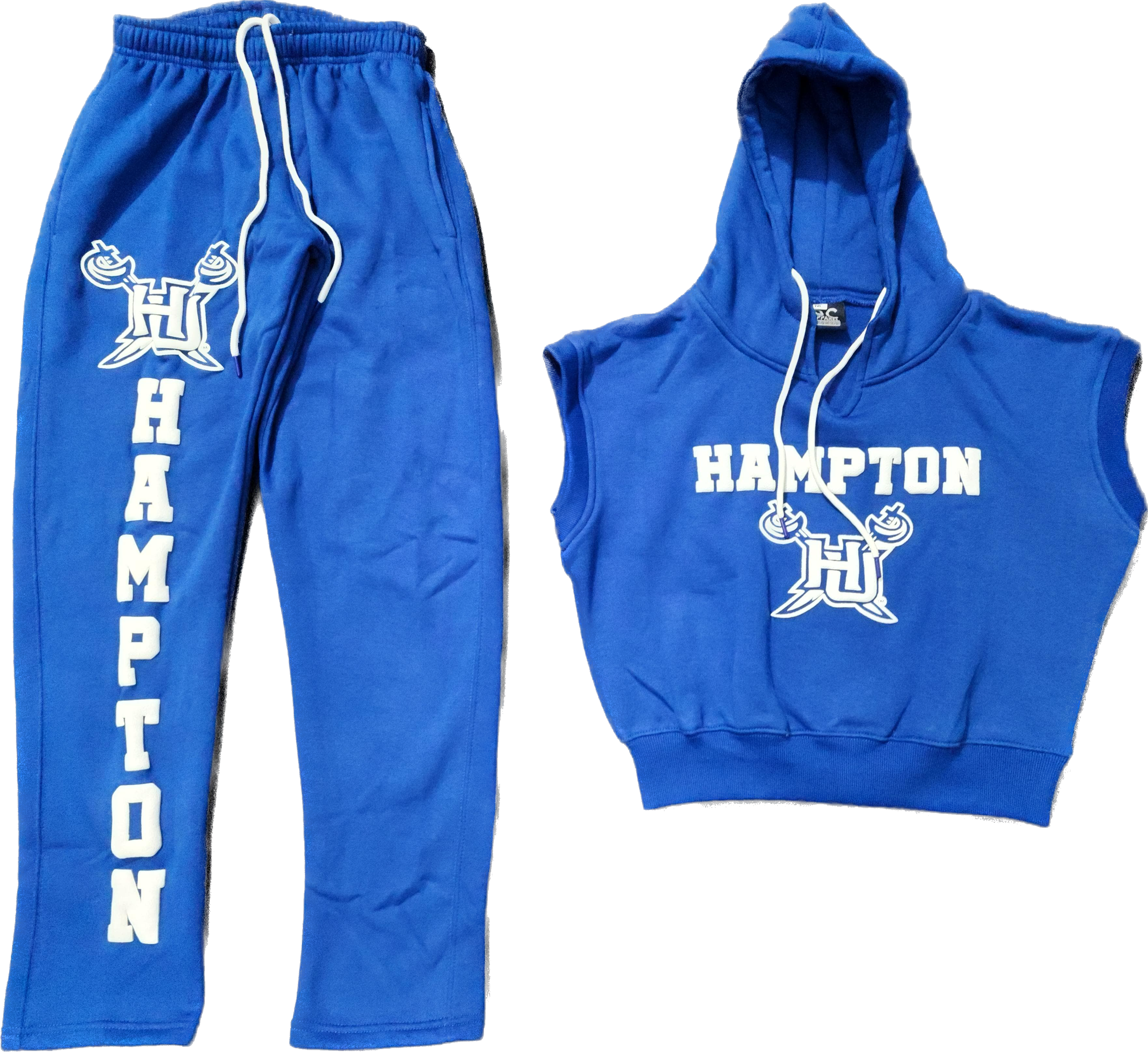 Hampton University Crop Sleeveless Hoodie Set