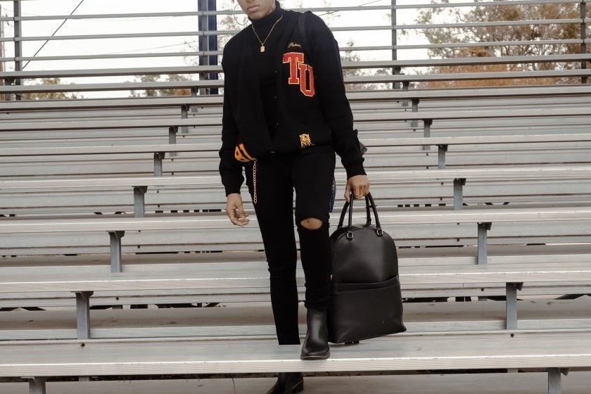 Varsity Sweater: Tuskegee (Black) - alternate view