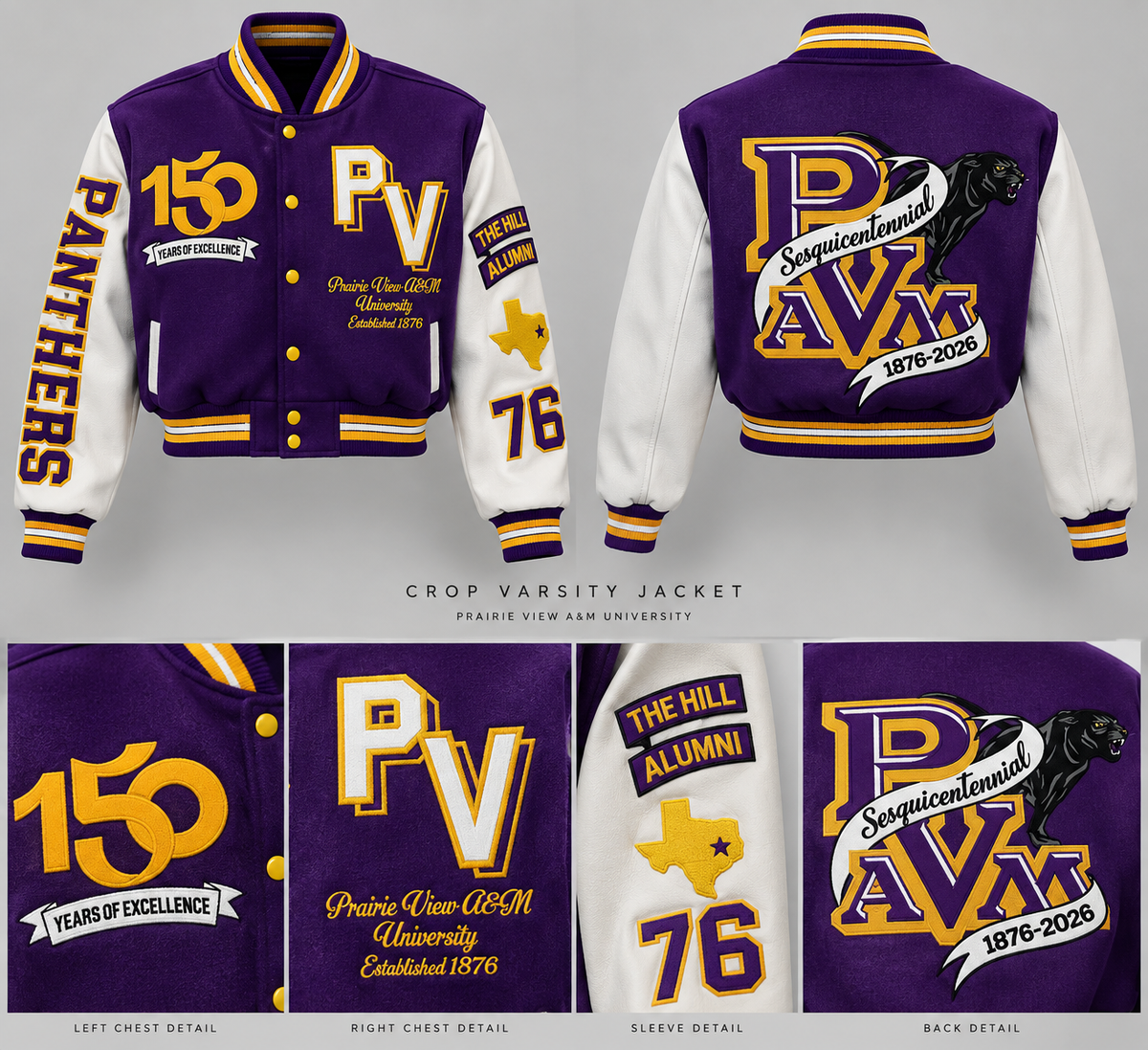 Prairie View A&M University Sesquicentennial Crop Letterman Jacket: Limited Edition