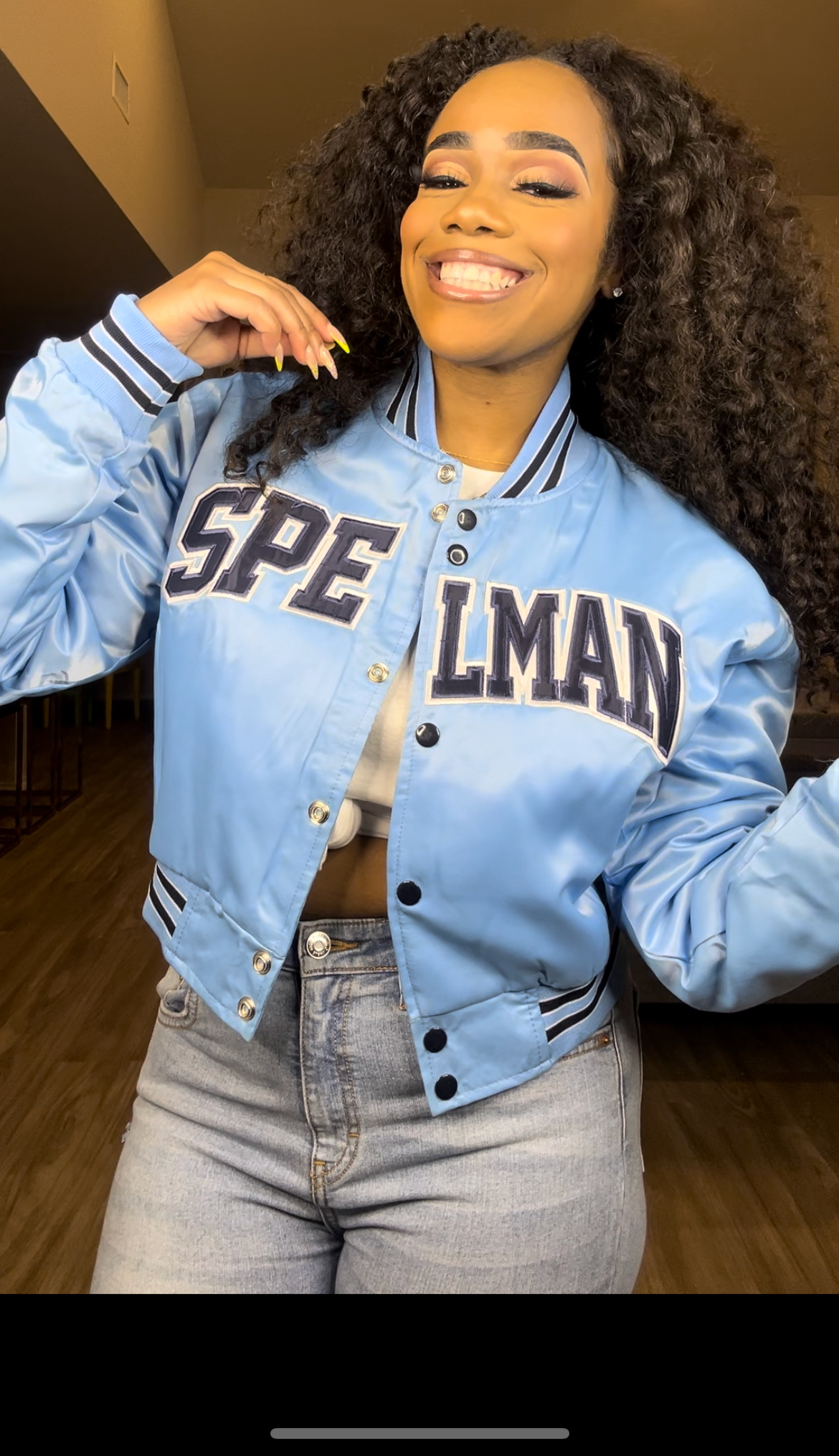 Crop Spelman Bomber Jacket | Premium HBCU Cropped Satin Jacket