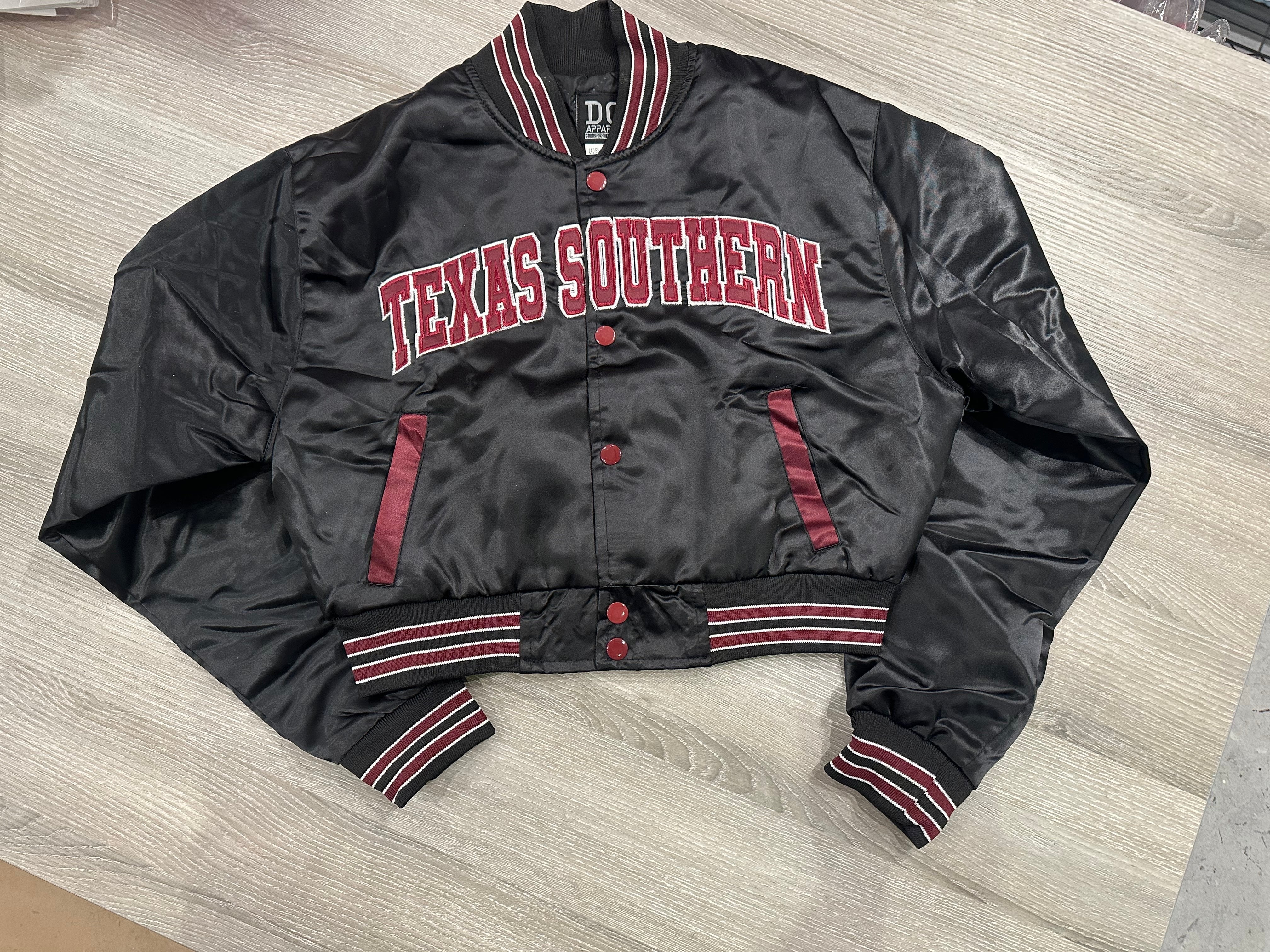 Crop Texas Southern Bomber Jacket | Premium HBCU Cropped Satin