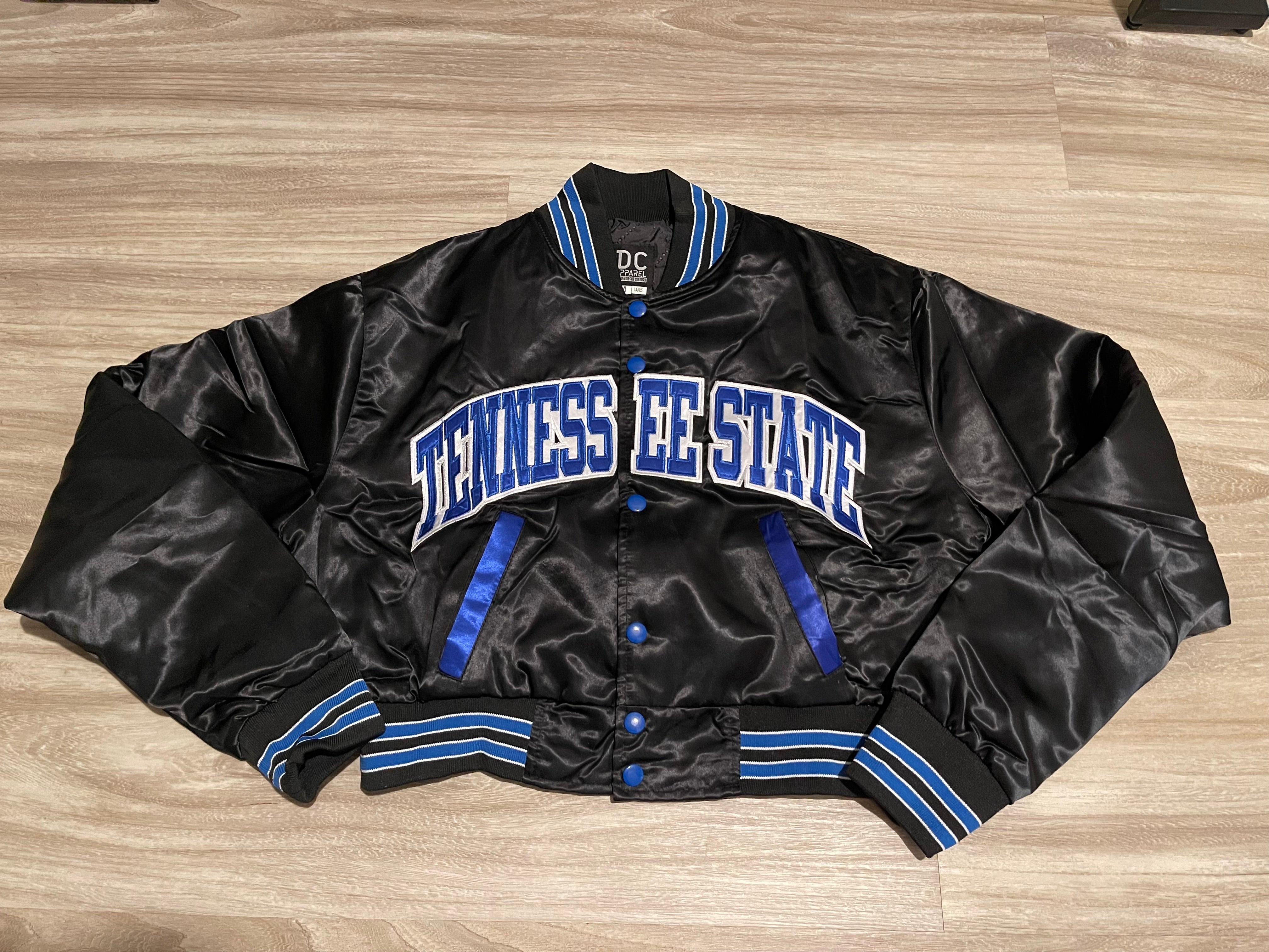 Crop Tennessee State Bomber Jacket | Premium HBCU Cropped Satin Jacket