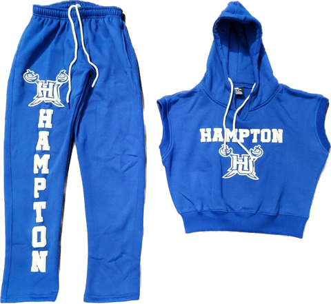 Hampton University Crop Sleeveless Hoodie Set – Donecia's Crafts