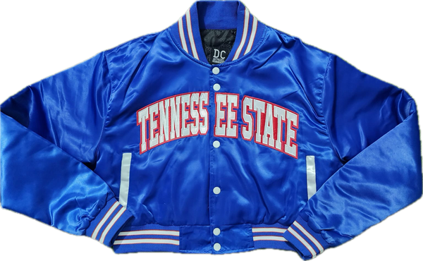 希少00sアメリカBOMBER U.S.A.　スエード　ウエスタン Crop Tennessee State Bomber Jacket | Premium HBCU Cropped Satin Jacket